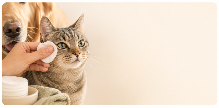 Dog and cat eye and ear cleaning collection with gentle no-rinse wipes