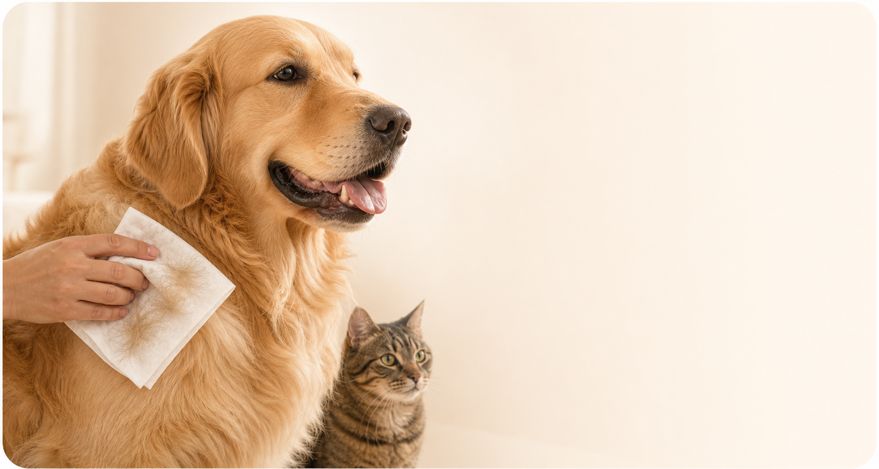 Dog and cat skin and coat care collection with no-rinse grooming wipes and coat spray
