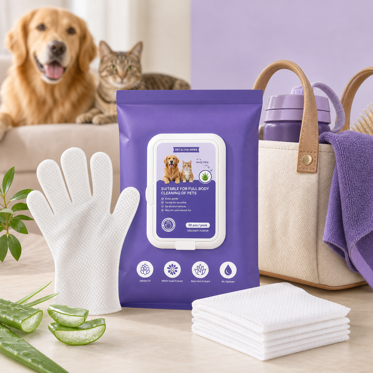 no-rinse pet grooming glove wipes for dogs and cats - product image 3