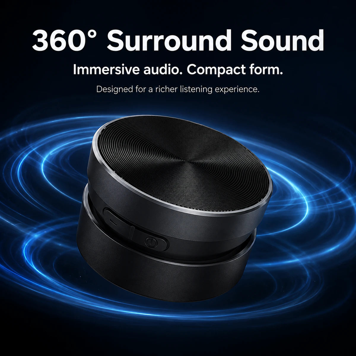 Compact mini Bluetooth speaker designed for 360 degree surround sound