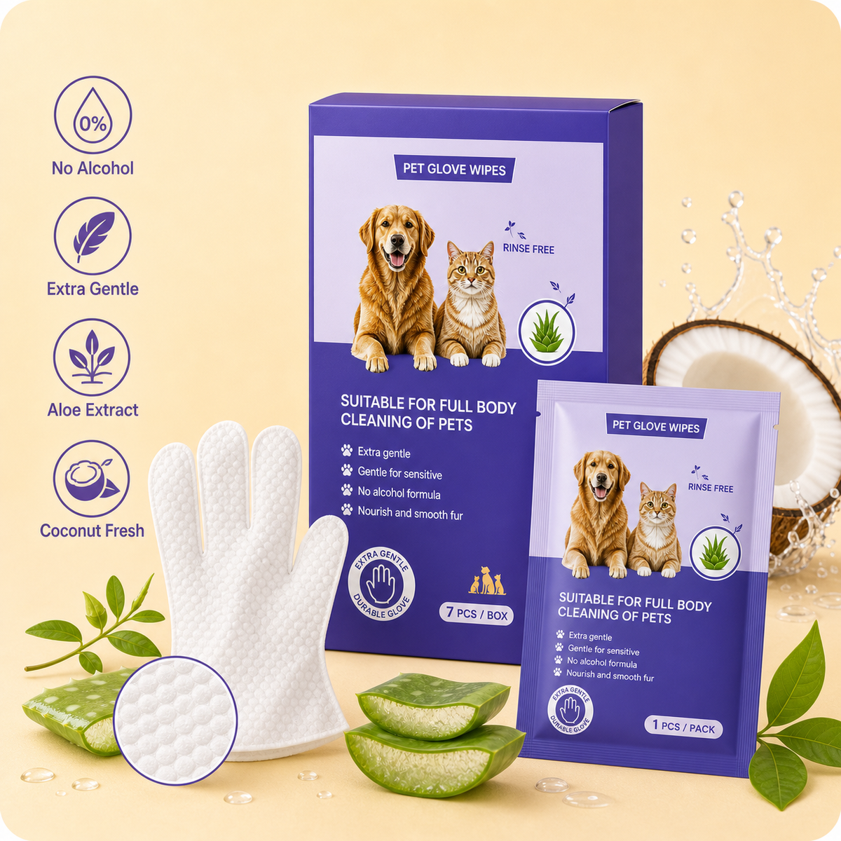 No-rinse dog and cat cleaning glove wipes use scene | Dog Dad