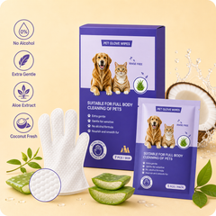 No-rinse dog and cat cleaning glove wipes use scene | Dog Dad