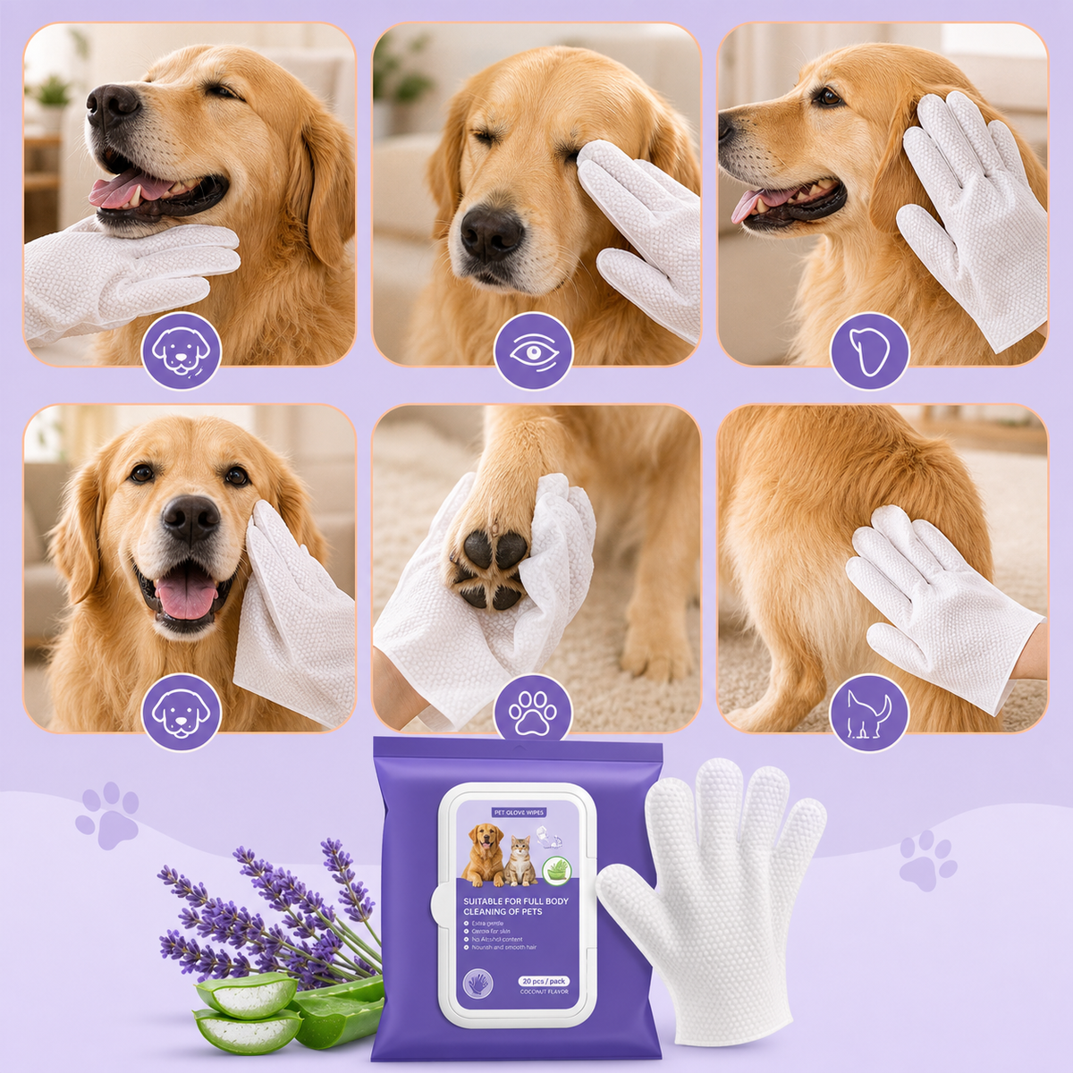 no-rinse pet grooming glove wipes for dogs and cats - product image 5