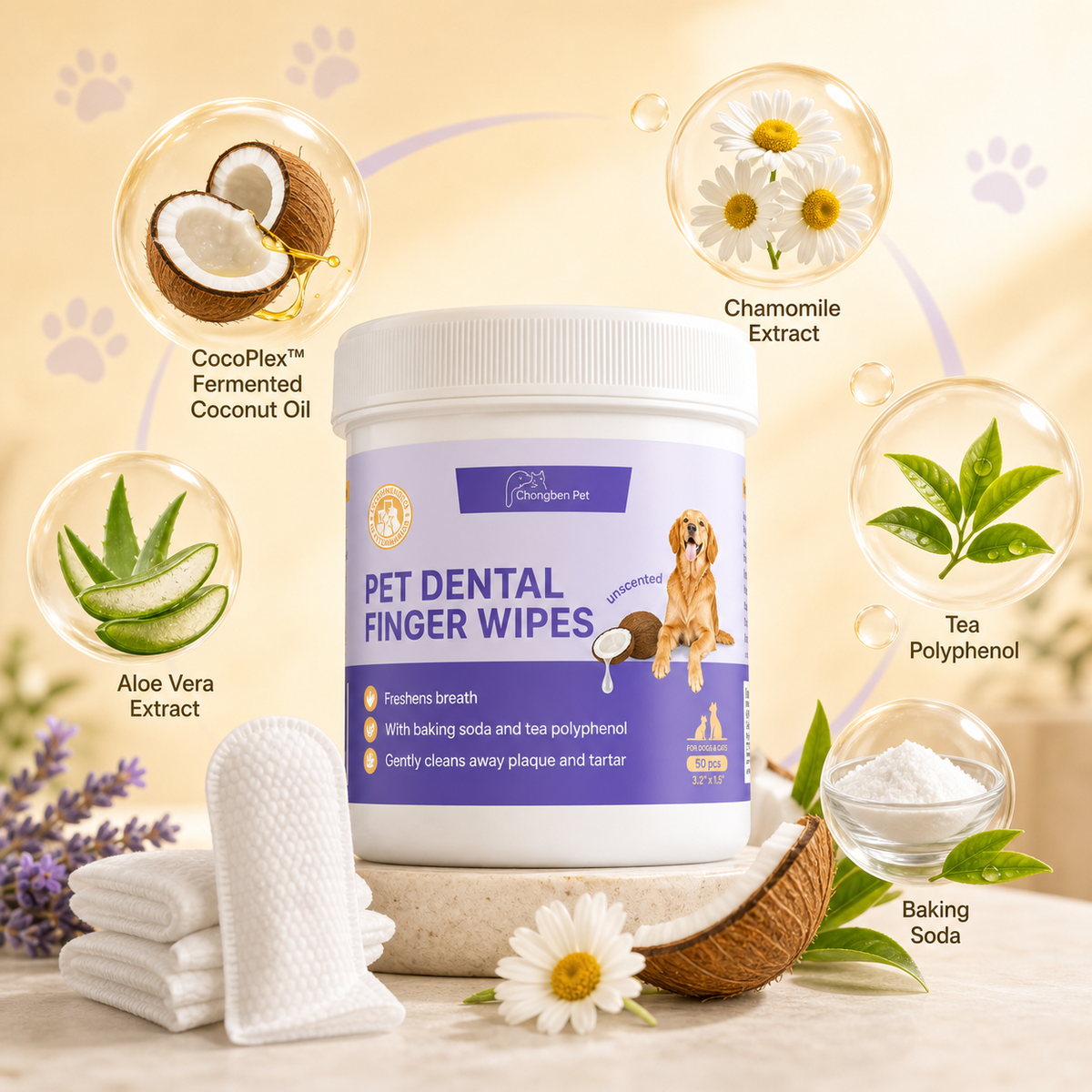 pet dental finger wipes for dogs and cats disposable oral cleaning pads - product image 4