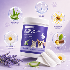 Pet Ear Cleaning Finger Wipes for Dogs and Cats - benefit callout image | Dog Dad
