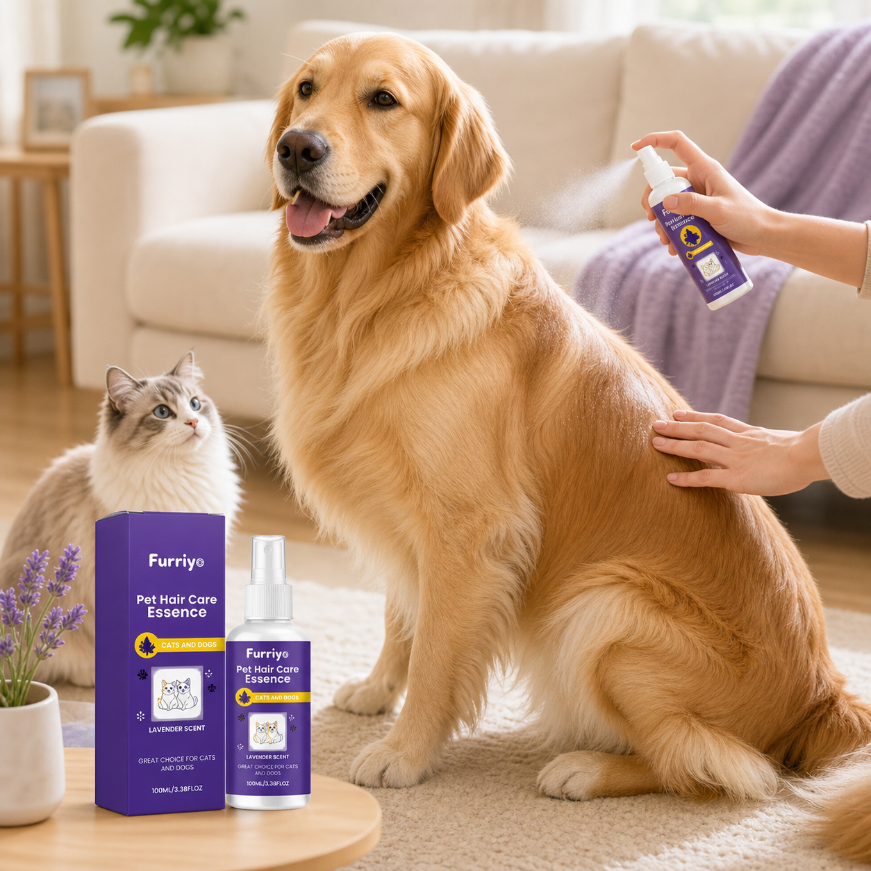pet coat care spray for dogs and cats fresh scent grooming spray - product image 2