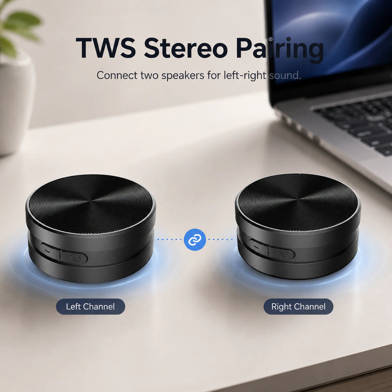 Pair two speakers for left-right stereo