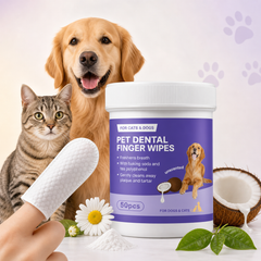 Fresh-breath care routine with dental finger wipes for pets