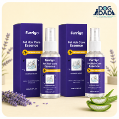 Pet Coat Care Spray for Dogs & Cats - Fresh Scent Grooming Spray lifestyle and detail image for dog and cat coat care