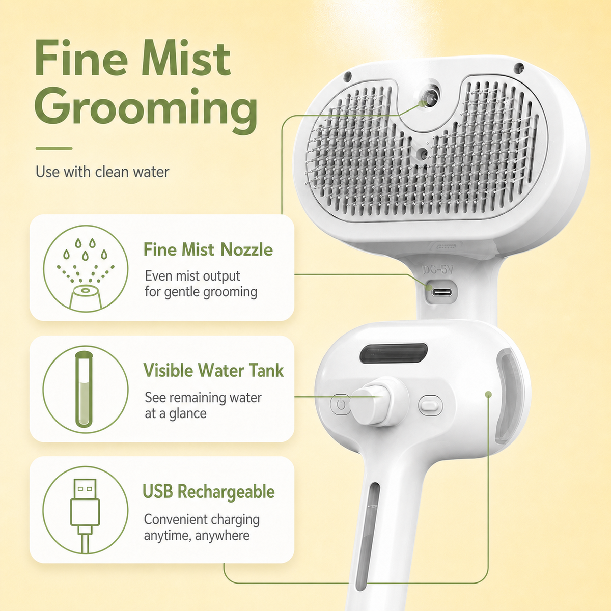 pet shedding spray comb mist grooming brush for cats and dogs - product image 2