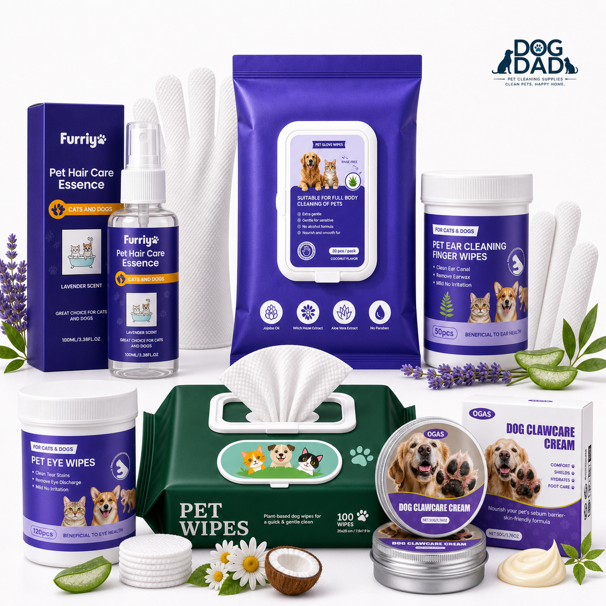 complete pet cleaning care set for dogs and cats