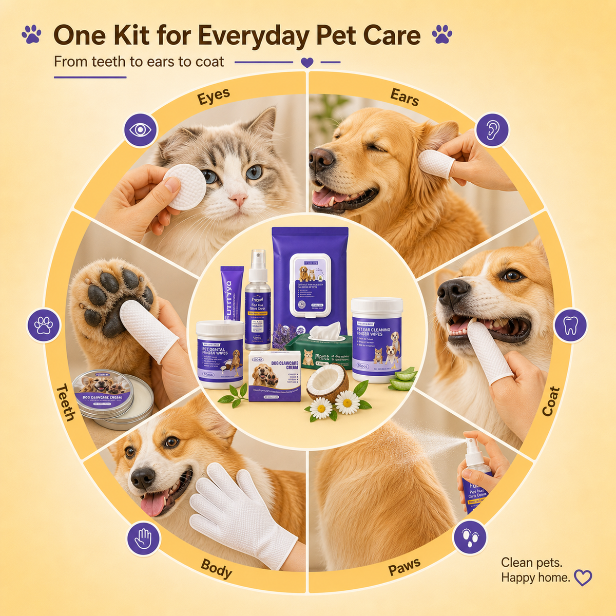 complete pet cleaning care set for dogs and cats - product image 3