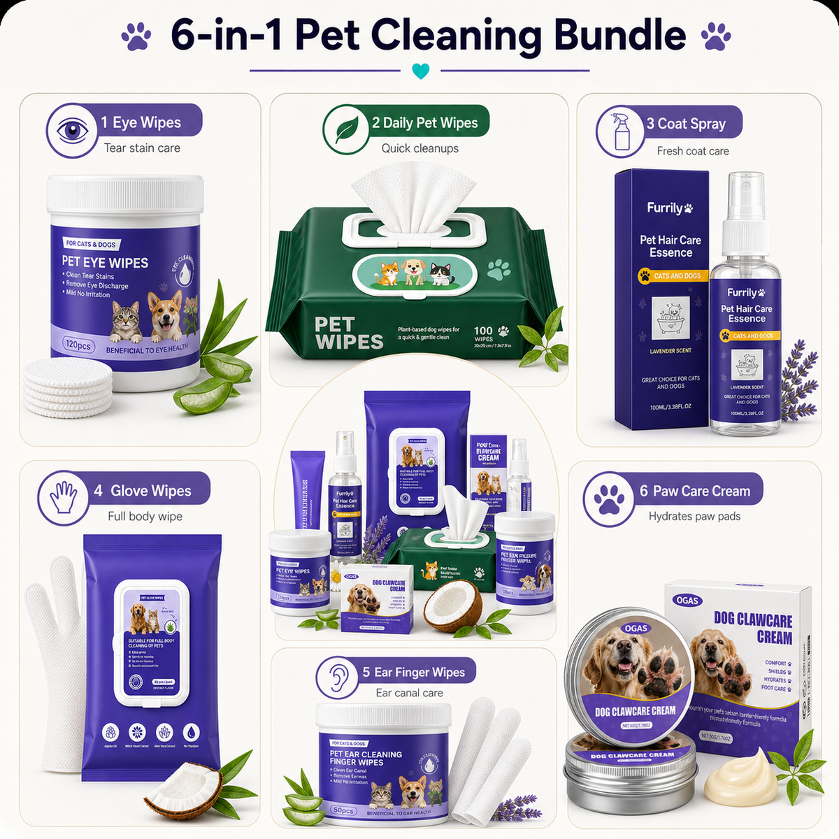 complete pet cleaning care set for dogs and cats - product image 2