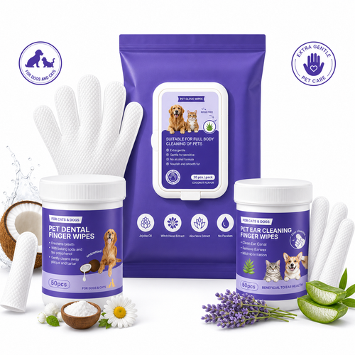 Dog Dad Daily Clean Starter Kit for dogs and cats with no-rinse pet wipes ear wipes and dental wipes