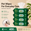 No-rinse pet cleaning wipes bundle for dogs and cats - 4 pack 400 count daily grooming wipes