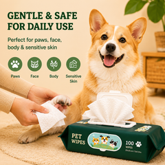 No-rinse pet cleaning wipes for dogs and cats - no rinse cleaning wipes 100 count wipes pack