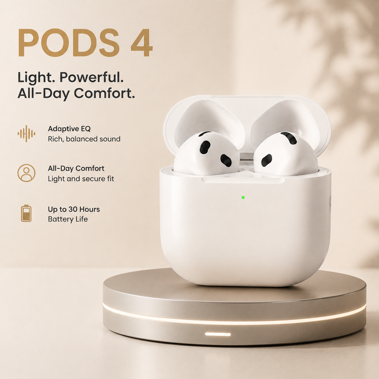 Wireless Bluetooth Earbuds, In-Ear Noise Isolation Earphones with Charging Case, Touch Control Long Battery Life