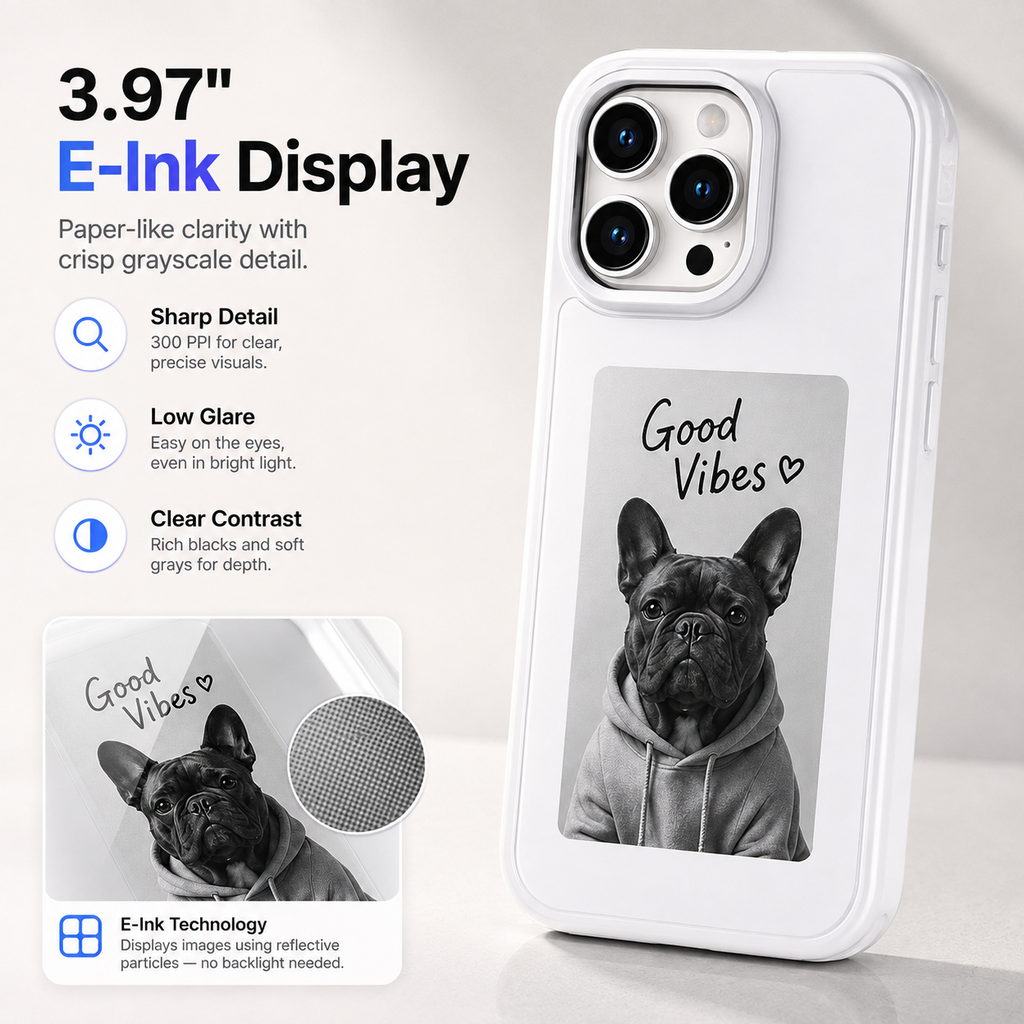 E-Ink phone case display detail